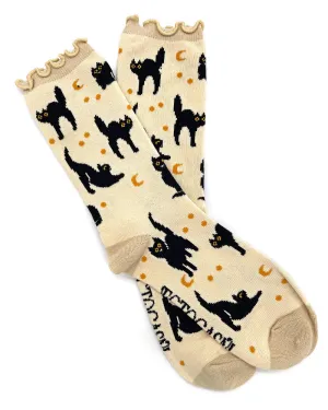 Black Cat Ruffle Socks