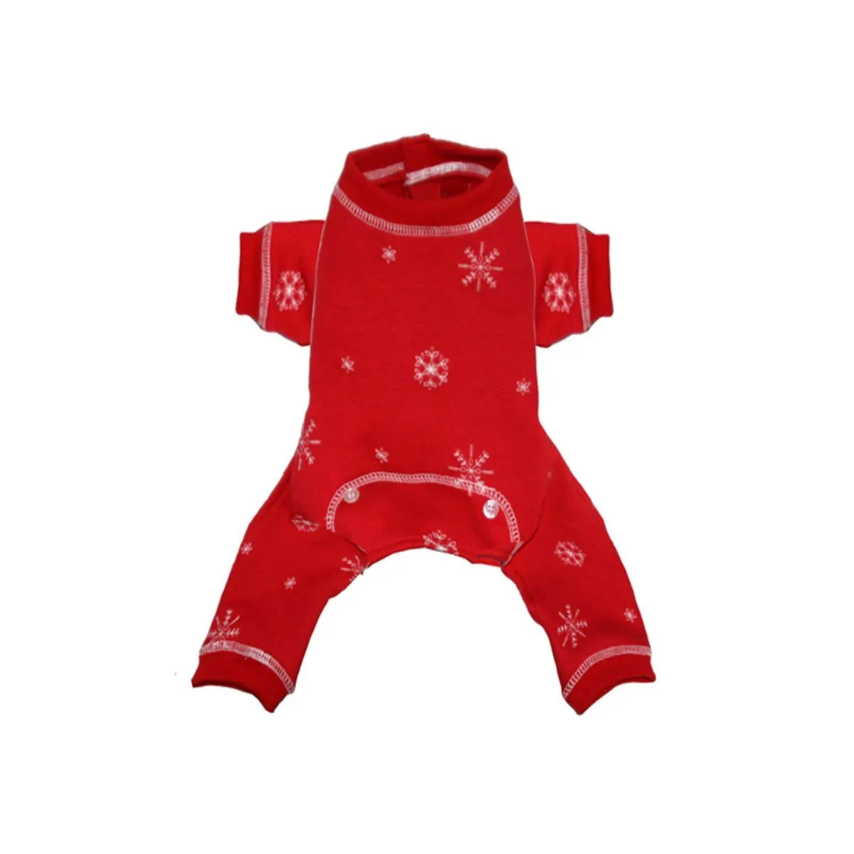 Snowflake Longjohn Dog Pajama in Red